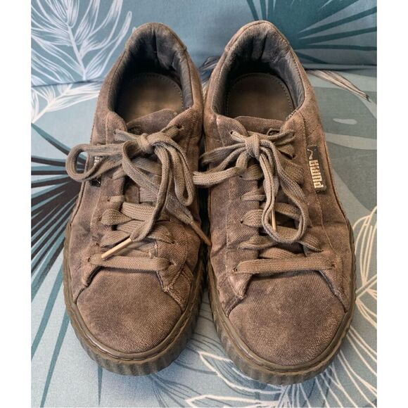 Puma Fenty By Rihanna Creeper gray Velvet SNEAKER GYM SHOES sz 7.5 - Picture 2 of 8